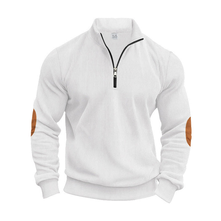 Herren Strickpullover mit modernem Reißverschluss und eleganten Ellbogenpatches Drune