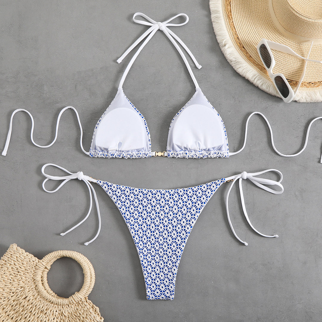 Damen Triangel-Bikini-Set mit verstellbaren Trägern und elegantem Mustermix Drune