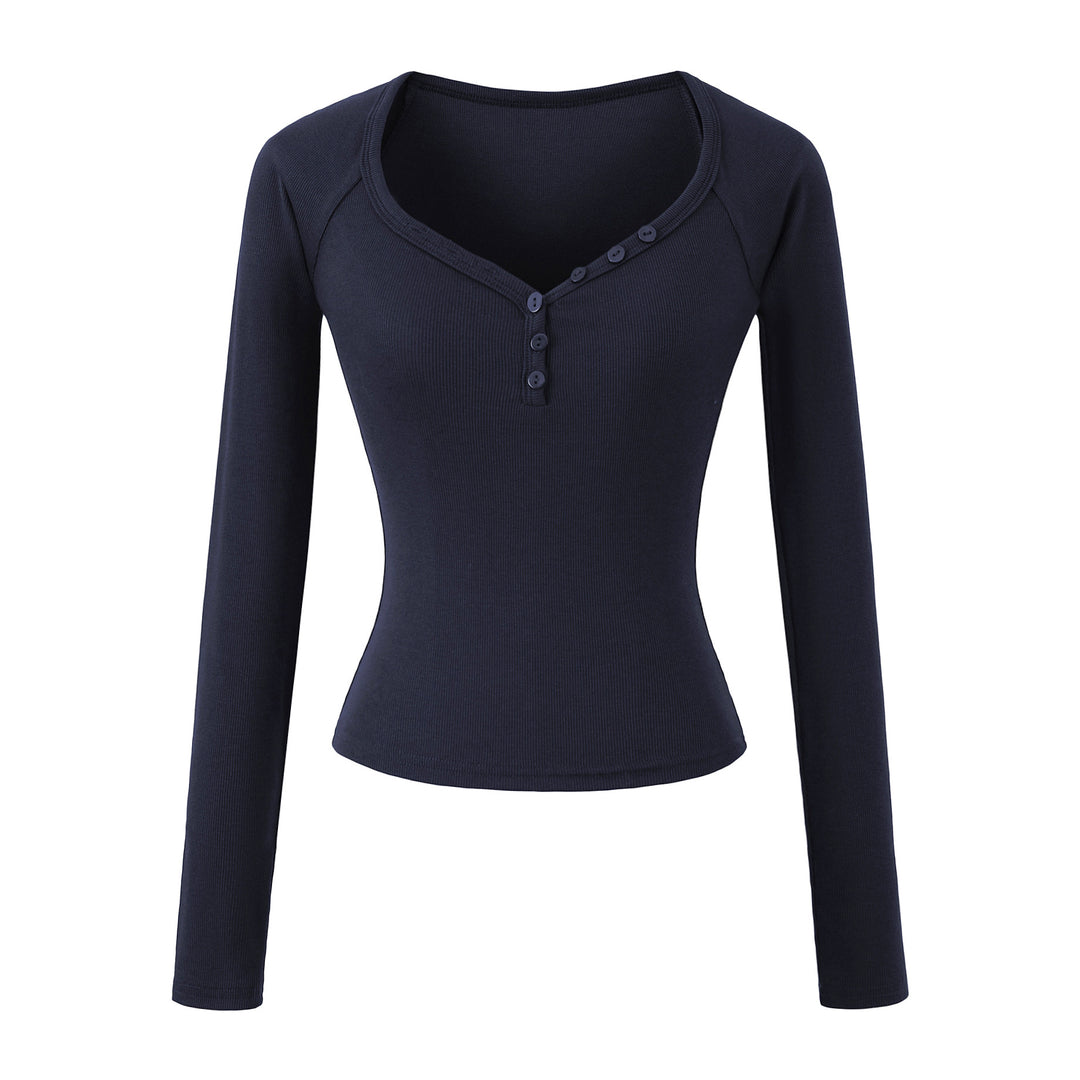 Damen Langarmshirt mit elegantem Knopfverschluss Drune