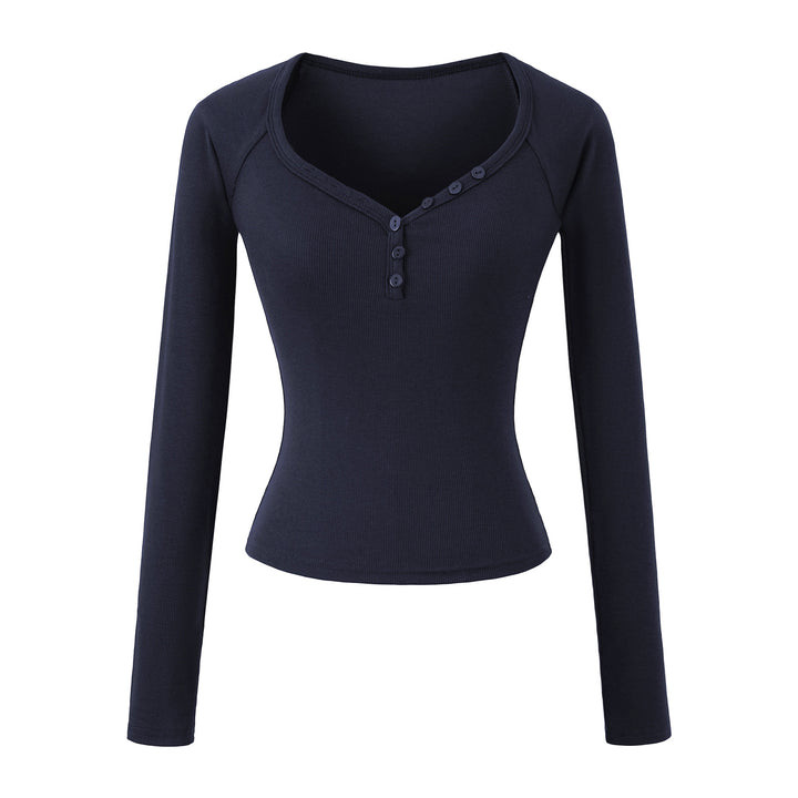 Damen Langarmshirt mit elegantem Knopfverschluss Drune