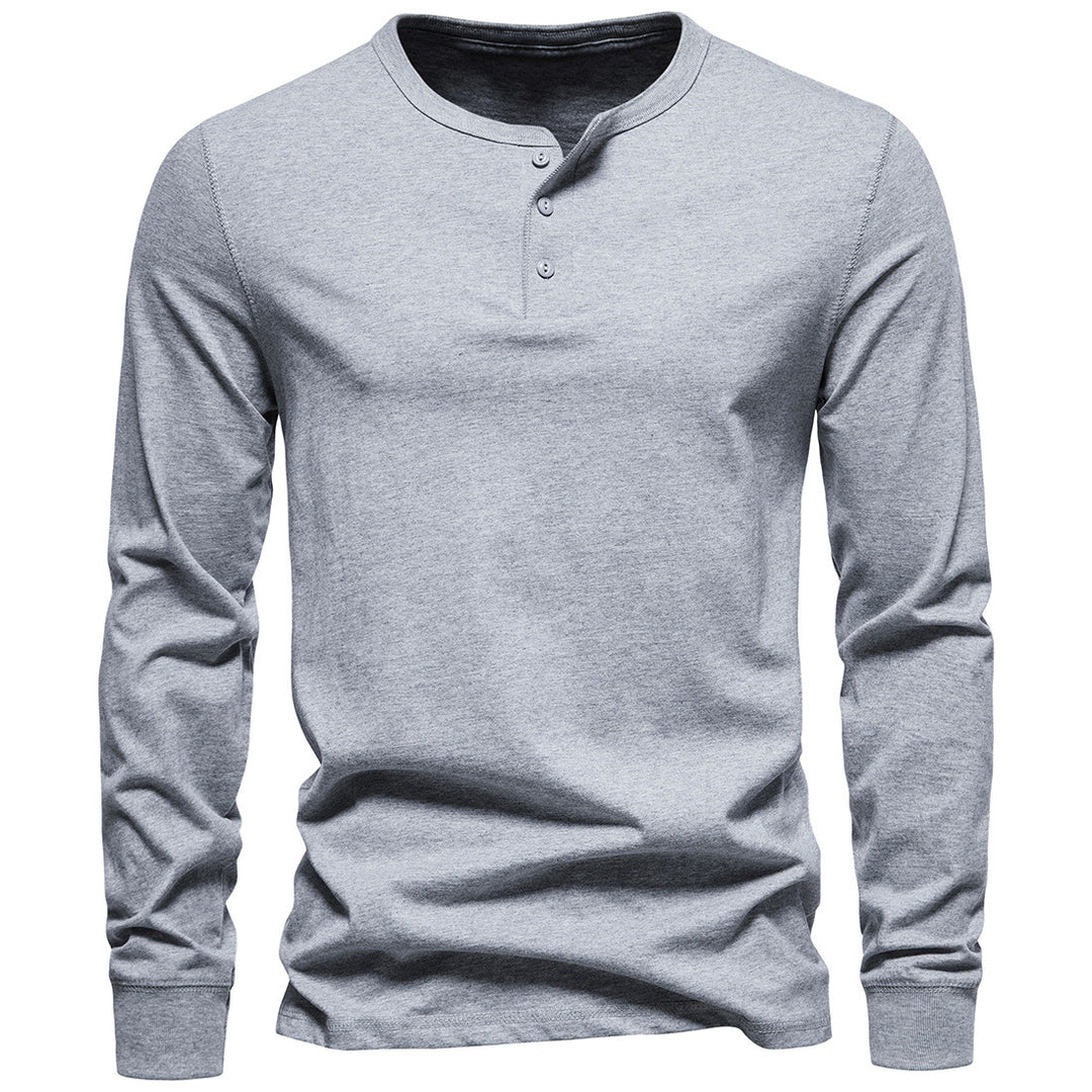 Herren Langarm Button-Up Henley Shirt Drune