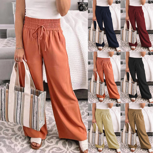 Damen Weite Palazzo-Hose mit elastischem Bund und praktischen Taschen Drune