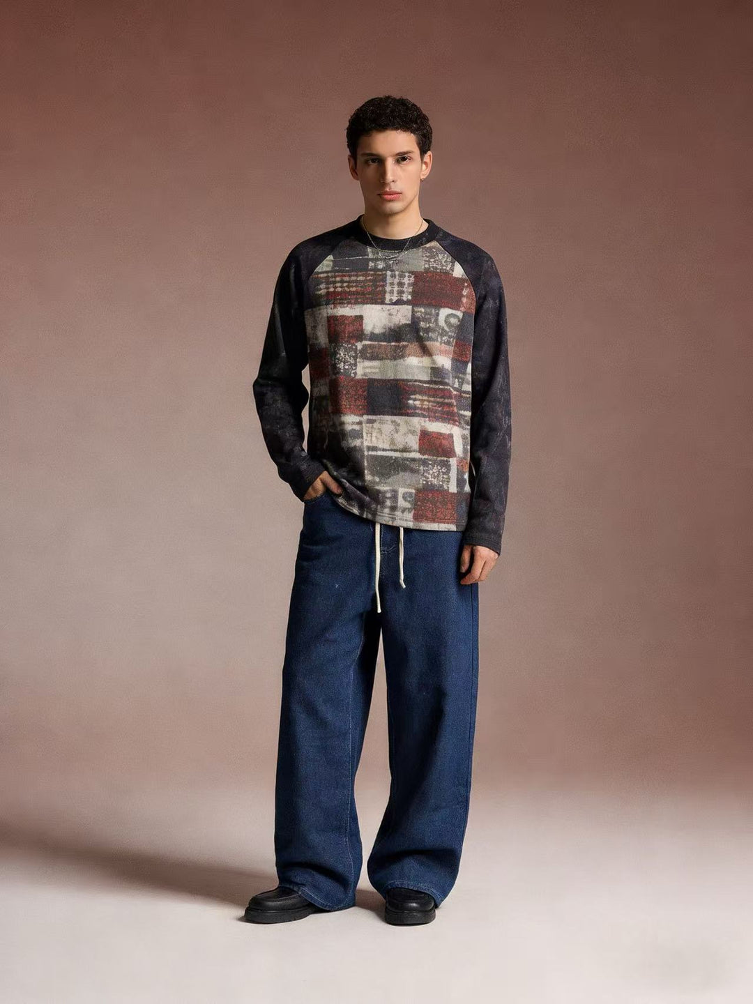 Herren lässiges Sweatshirt mit grafischem Print und Raglanärmeln Drune