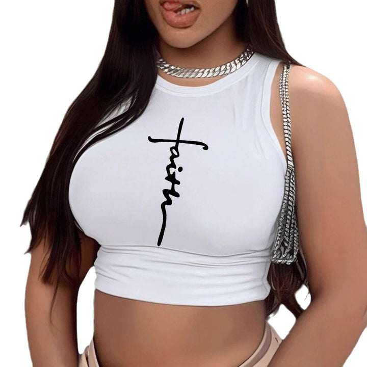 Damen Crop-Top mit einzigartigem Design und modischem Schriftzug Drune