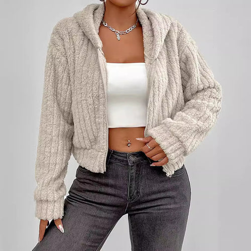 Damen Kuschelige Teddyjacke mit hohem Kragen und praktischen Taschen Drune