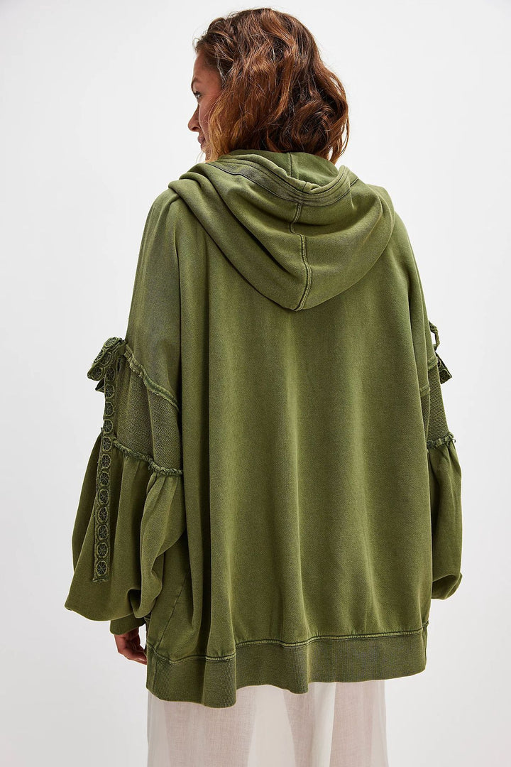 Damen Oversize Kapuzenpullover mit einzigartigen Ärmeldetails Drune