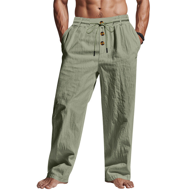 Herren lässige Freizeithose mit verstellbarem Kordelzug und praktischen Seitentaschen Drune
