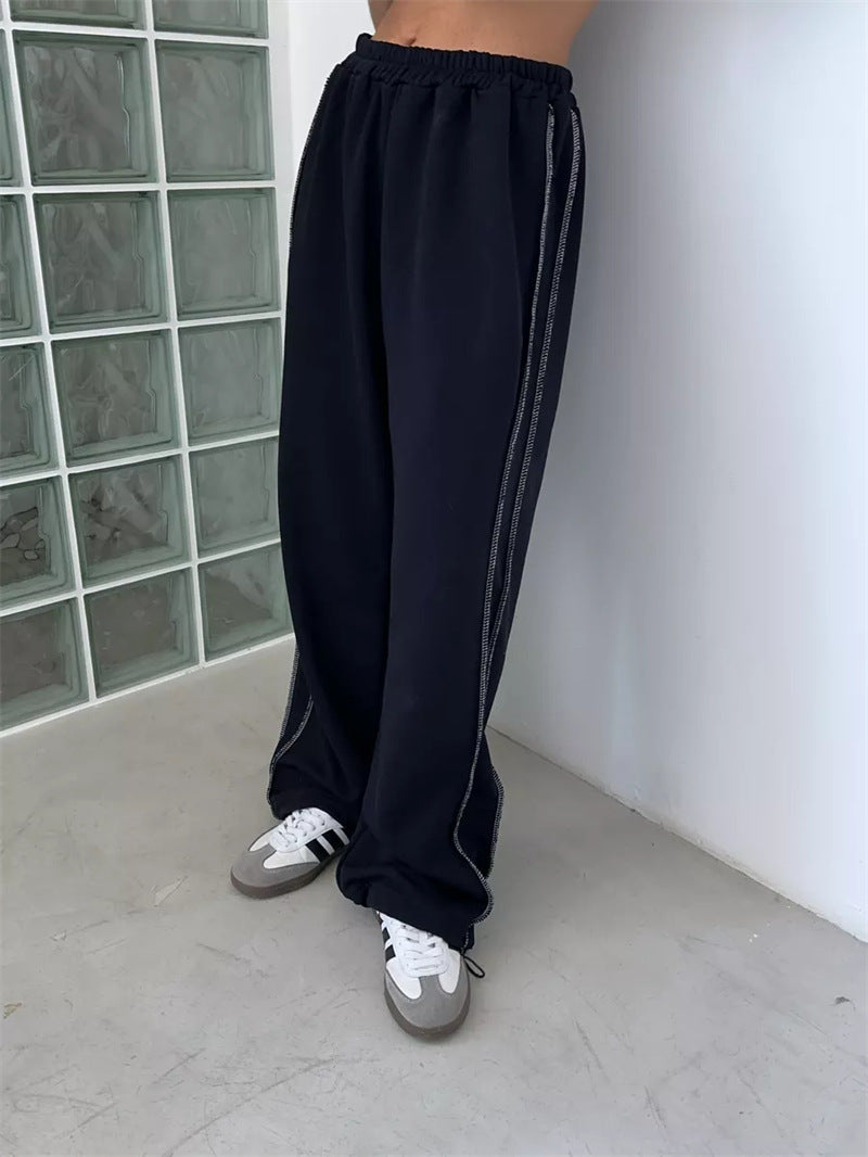 Damen nan weite Lounge-Jogginghose mit elastischem Komfortbund und seitlichen Eingrifftaschen Drune