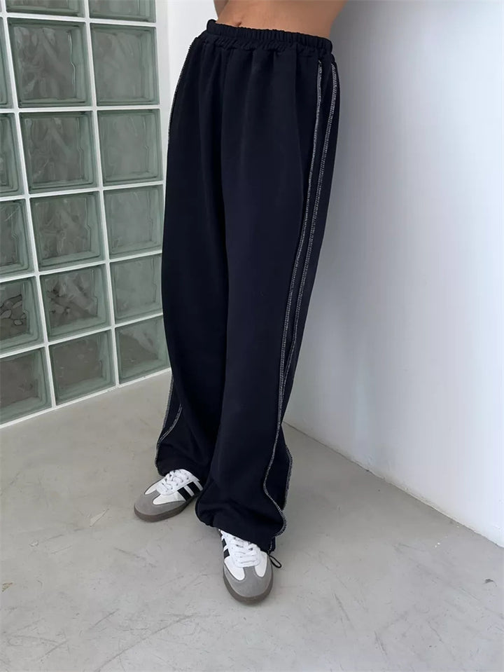 Damen nan weite Lounge-Jogginghose mit elastischem Komfortbund und seitlichen Eingrifftaschen Drune