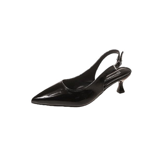 Damen Slingback-Pumps mit spitzer Kappe und glänzender Oberfläche Drune