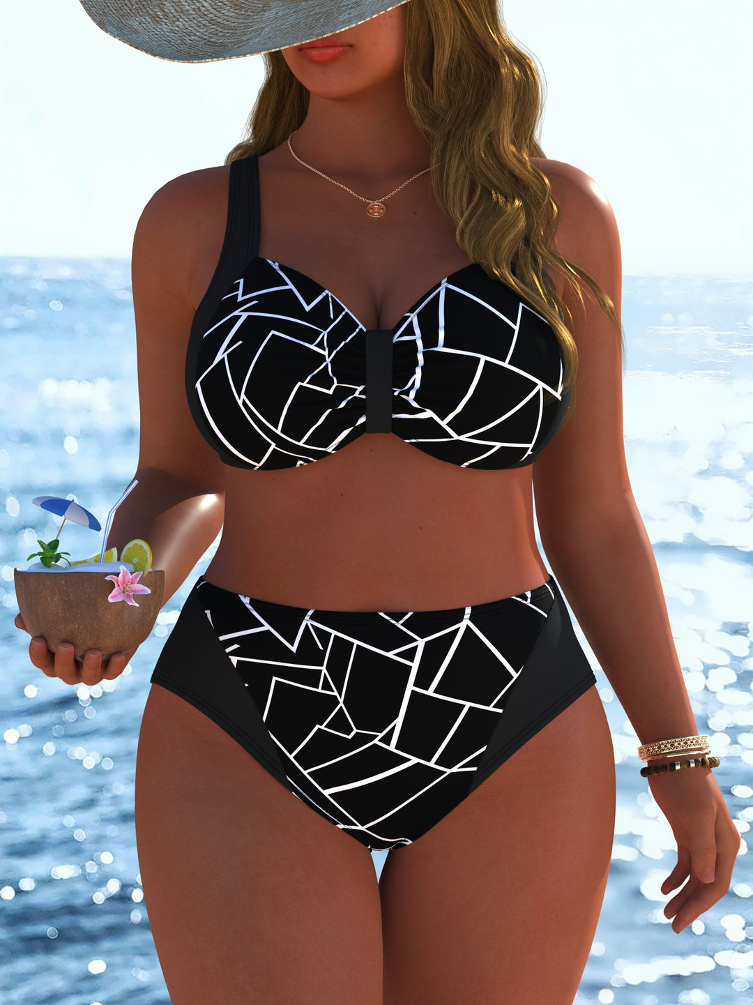 Damen Bikinis mit festem Halt und modischen Mustern Drune