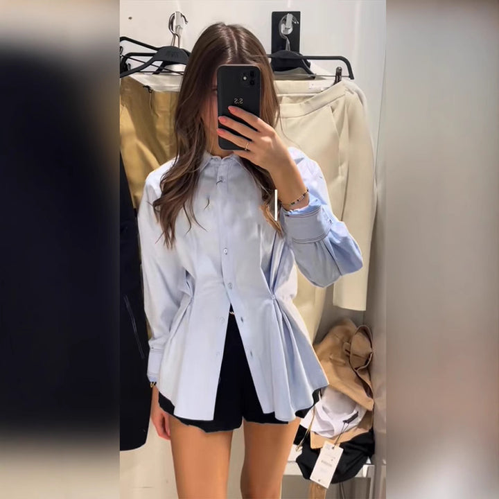 Damen Übergröße Bluse mit eleganter Schnür-Detail Drune