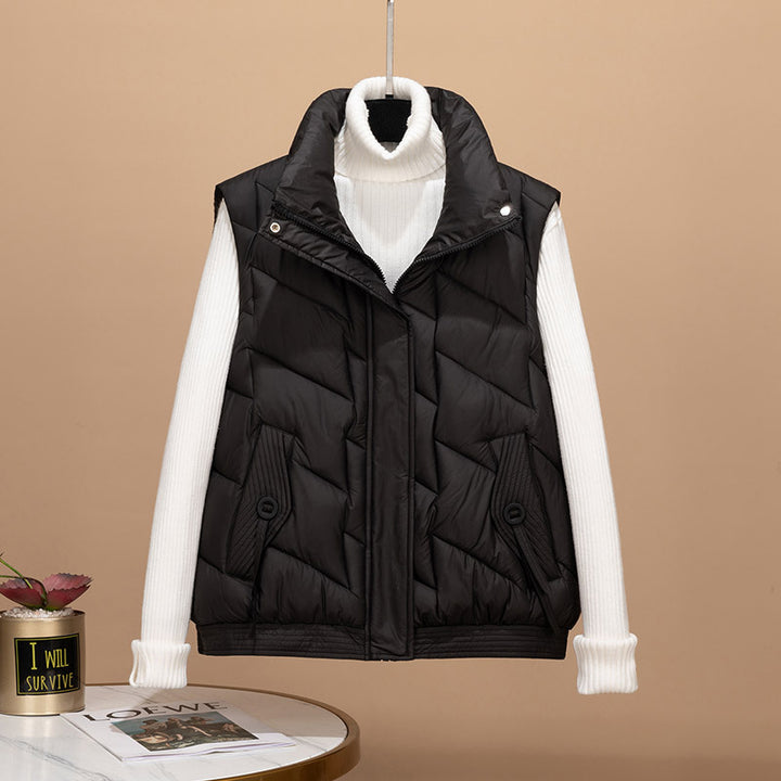 Damen Modische und funktionale Steppjacke mit hohem Kragen und Taschen Drune