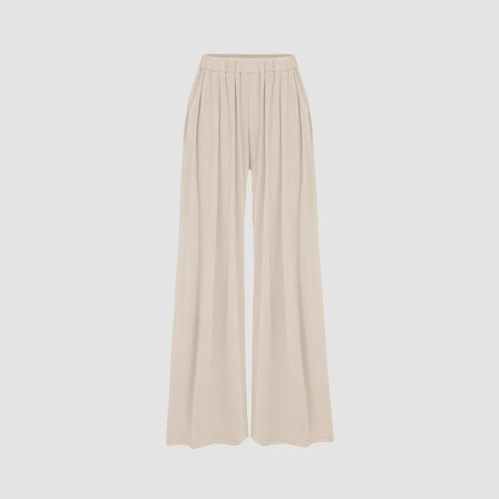 Damen weite Palazzo-Hose mit eleganten Falten und elastischem Bund Drune