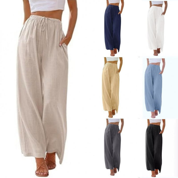 Damen Weite Palazzo-Hose mit elastischem Bund und seitlichen Taschen Drune