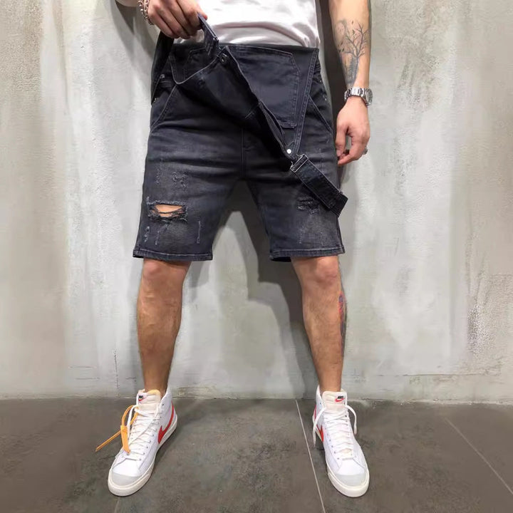 Herren Jeans-Latzhose im Used-Look mit abnehmbaren Trägern