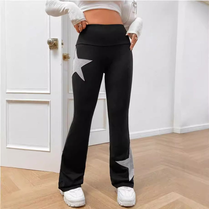 Damen legere Bootcut-Leggings mit Sternen-Motiv Drune