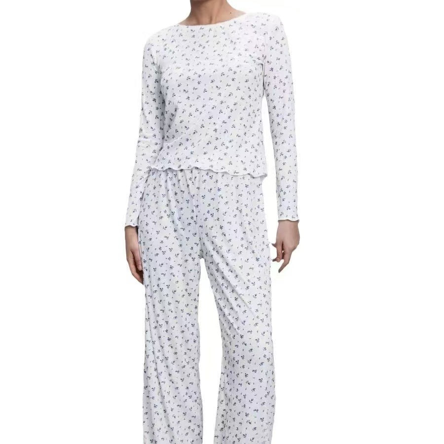 Damen Blumenmuster Langarmbluse Drune