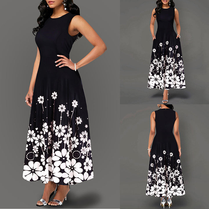 Damen Maxikleid mit floralem Print und praktischen Taschen Drune