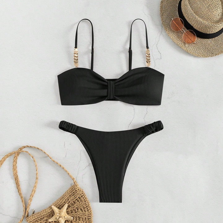 Damen Bustier-Bikini mit elegantem Schleifen-Design und modischen Akzenten Drune