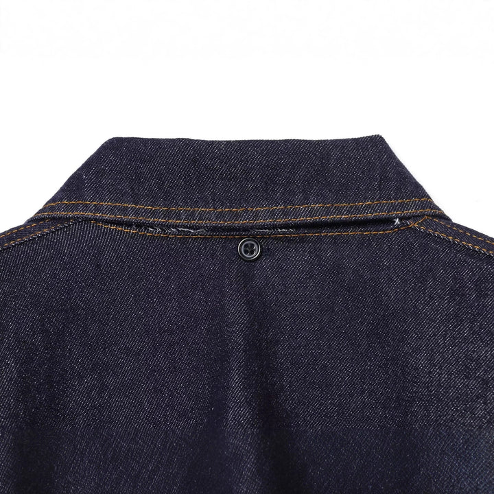 Damen nan cropped Jeansjacke mit Cape-Überwurf, Druckknopfverschluss und aufgesetzten Taschen Drune