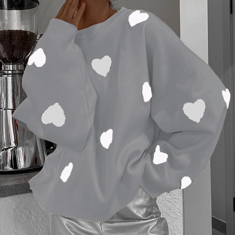 Damen Pullover mit Herzmotiven und lässigem Schnitt Drune