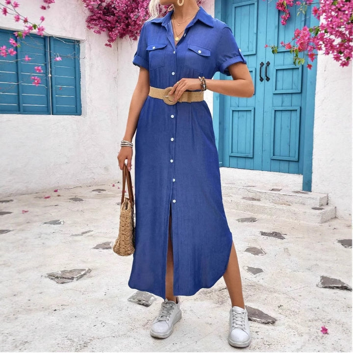 Damen Denim Hemdkleid mit Knopfdetails und seitlichem Schlitz Drune