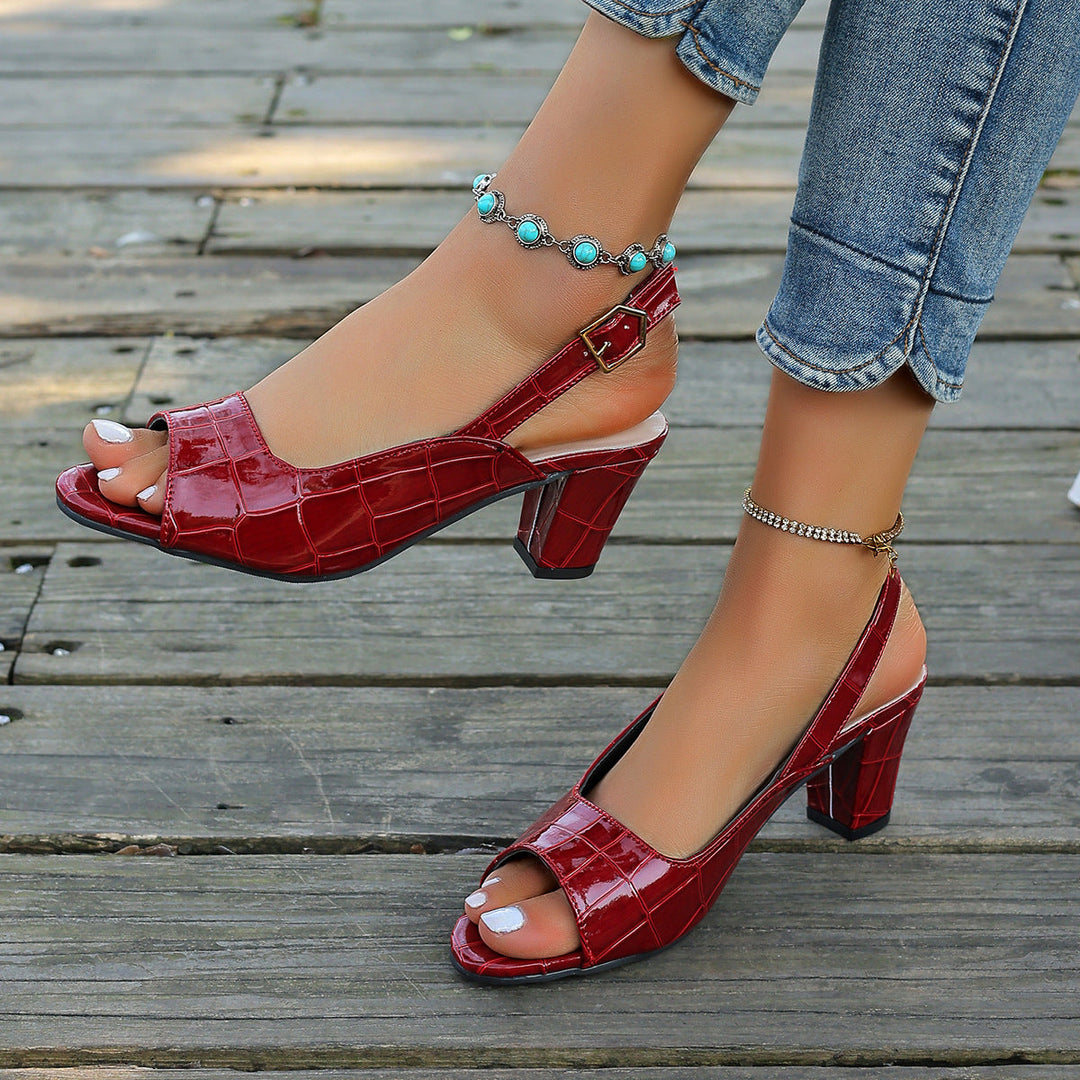 Damen Elegante Sling-Pumps mit modischem Krokodilleder-Design und komfortablem Blockabsatz Drune