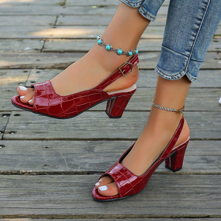 Damen Elegante Sling-Pumps mit modischem Krokodilleder-Design und komfortablem Blockabsatz Drune