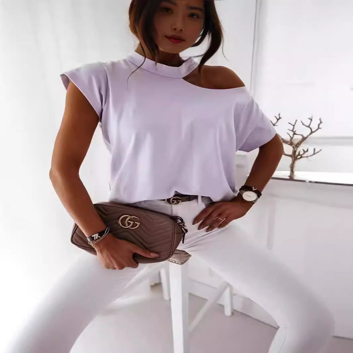 Damen Off-Shoulder T-Shirt mit modernem Schnitt und bequemen Ärmeln Drune