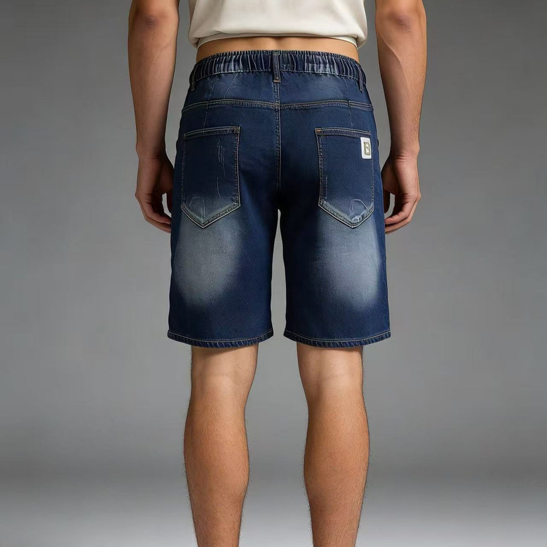 Herren bequeme Denim-Shorts mit elastischem Bund und lässigem Design Drune