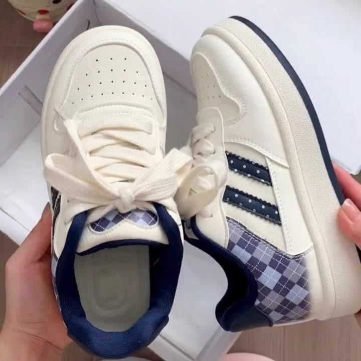 Damen Komfortable Sneakers mit modischem Karomuster Drune