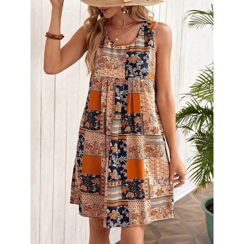 Damen luftiges Sommerkleid mit Patchwork-Design Drune