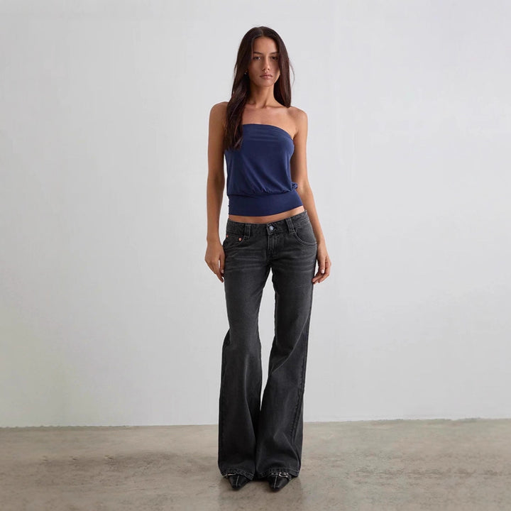 Damen bootcut Jeanshose mit hohem Bund und modischem Schnitt Drune