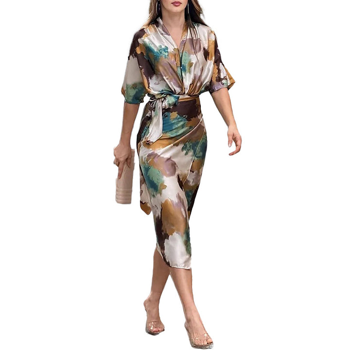 Damen Umstands-Kleid mit modischem Wickel-Design und elegantem Schnitt Drune