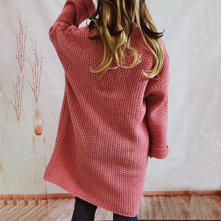 Drune | Lange Strickjacke mit Taschen Chunky Strick Weiche und Lässige Silhouette