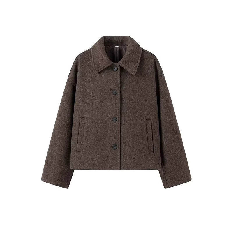 Damen modische Façon-Jacke mit Umlegekragen Drune