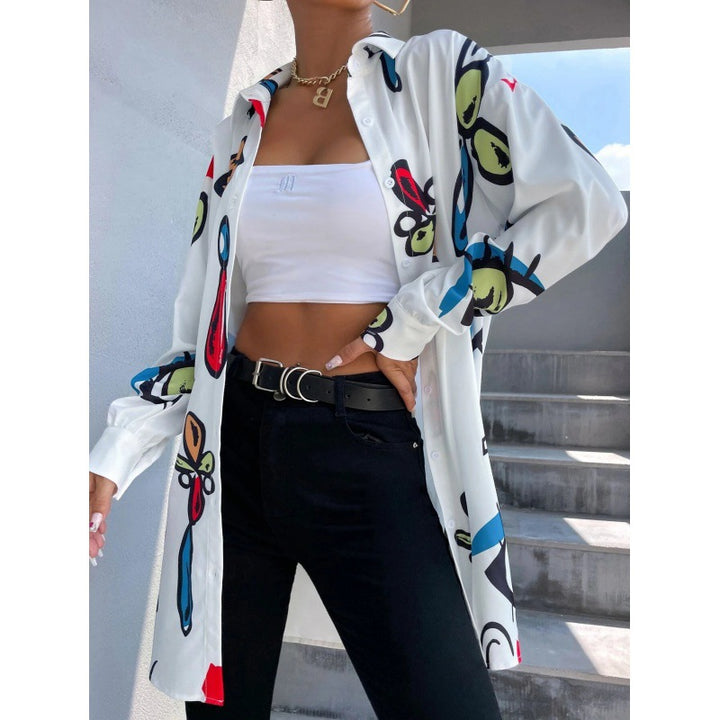 Damen Karierte Overshirt-Jacke mit kreativem Muster Drune