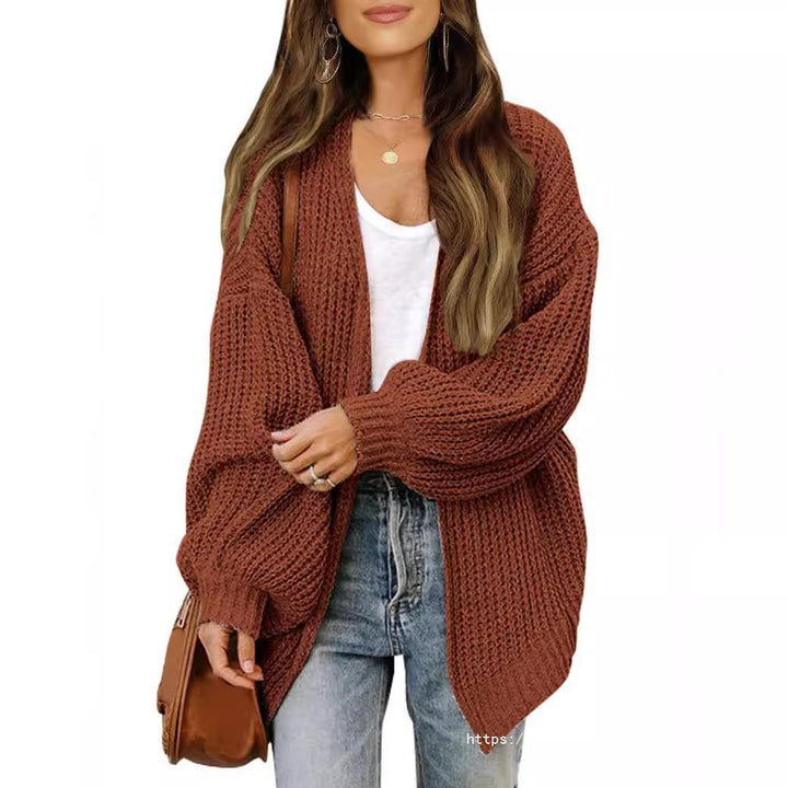 Damen Empfindlicher Grobstrick-Cardigan mit schillernden Ärmeln Drune