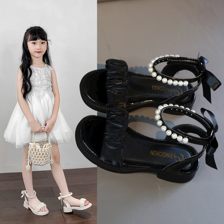 Damen Elegante Perlen-Besetzte Knöchelriemen Sandalen Drune