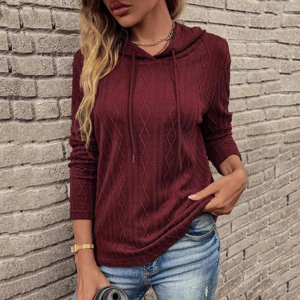 Drune Schnürung langärmliger Jacquard Kapuzenpullover