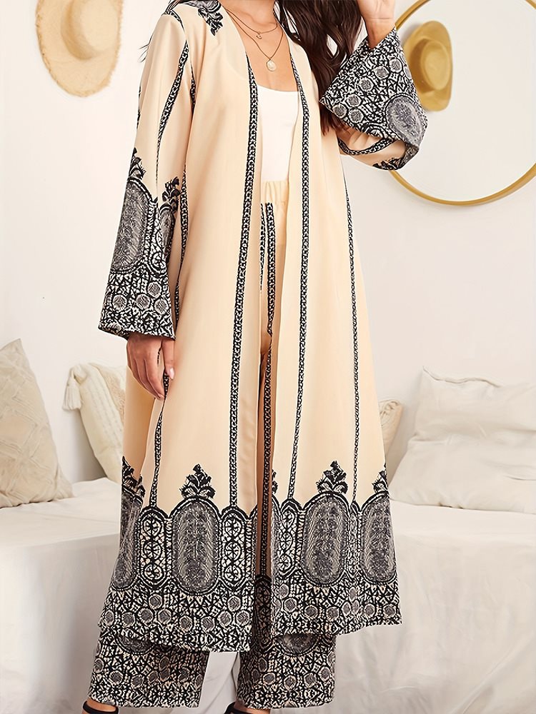 Damen langer Kimono mit filigranem Muster Drune