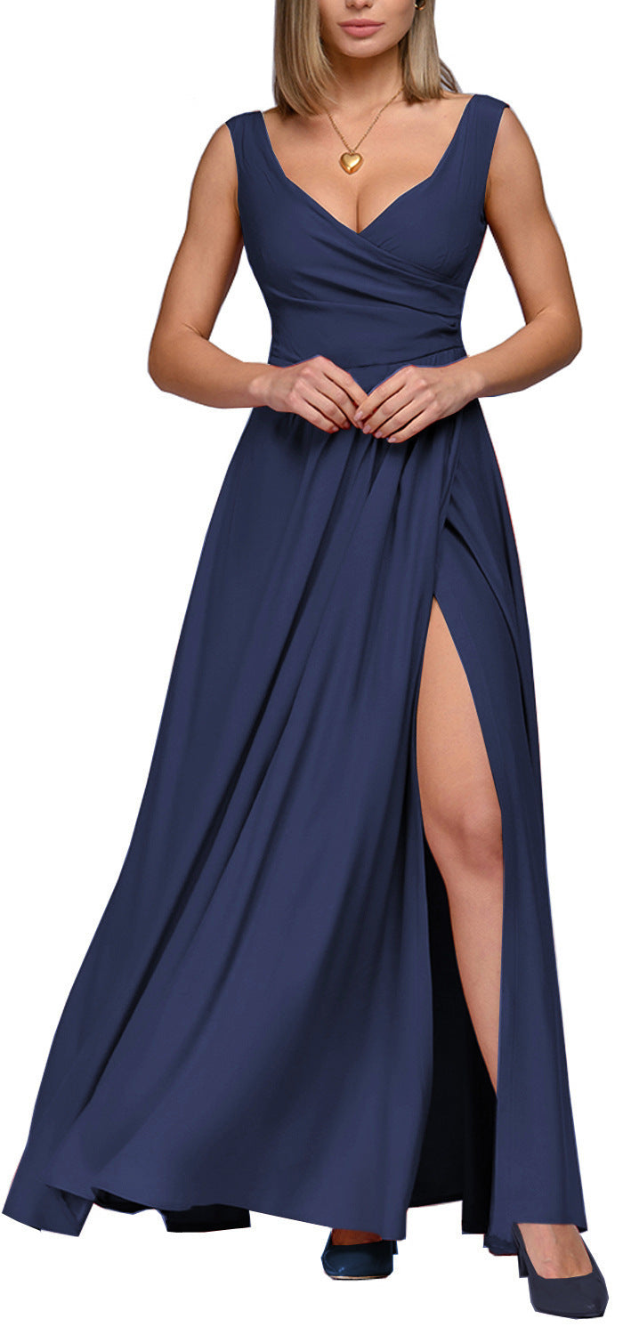 Damen Maxikleid mit fließendem Schnitt und eleganten Drapierungen Drune