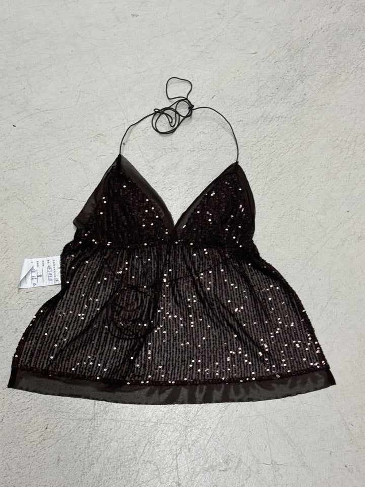 Damen schickes Top mit funkelnden Pailletten und verstellbarem Träger Drune