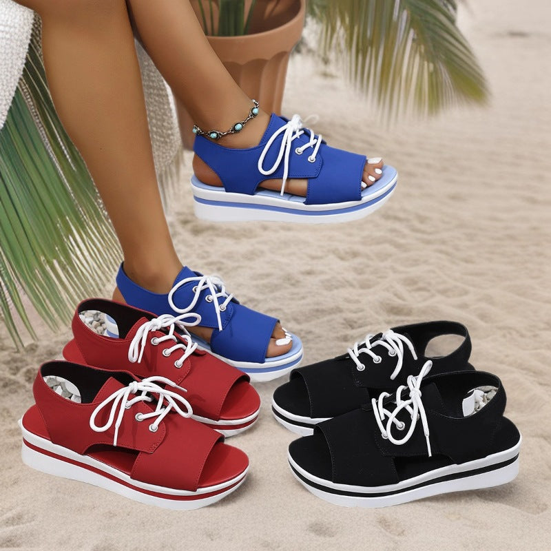 Damen Sportliche Sneaker-Sandalen mit offenem Zehenbereich und modischem Obermaterial Drune
