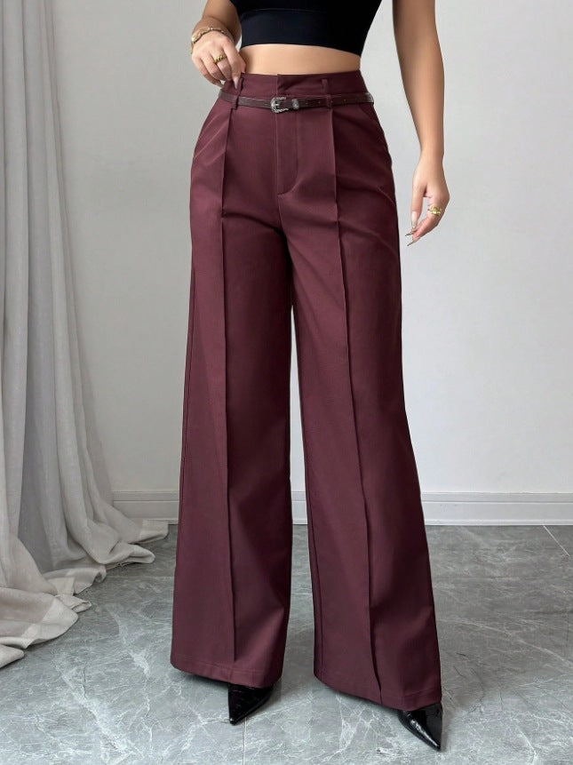 Damen elegante weite Hose mit Bindegürtel Drune