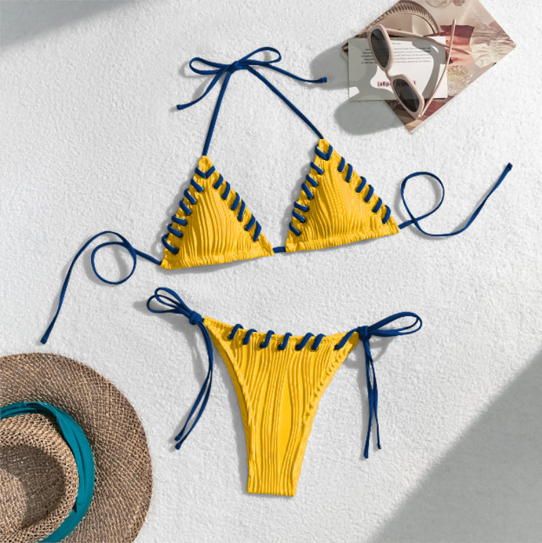 Damen Triangel-Bikini mit kontrastierenden Schnürdetails Drune