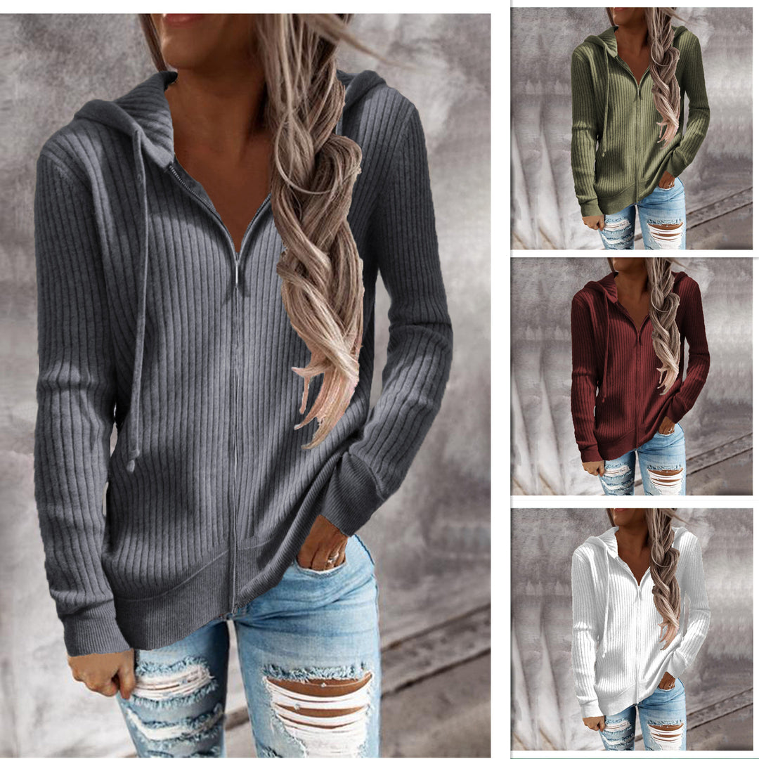 Damen Strickjacke mit Kapuze und seitlichen Taschen Drune