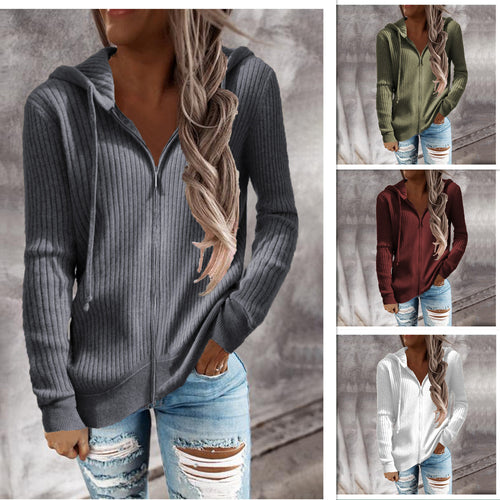 Damen Strickjacke mit Kapuze und seitlichen Taschen Drune