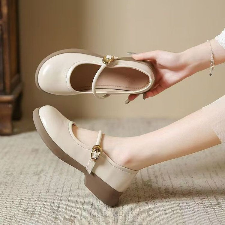 Damen Mary Jane Ballerinas mit Elegantem Riemen und Bequemem Fußbett Drune
